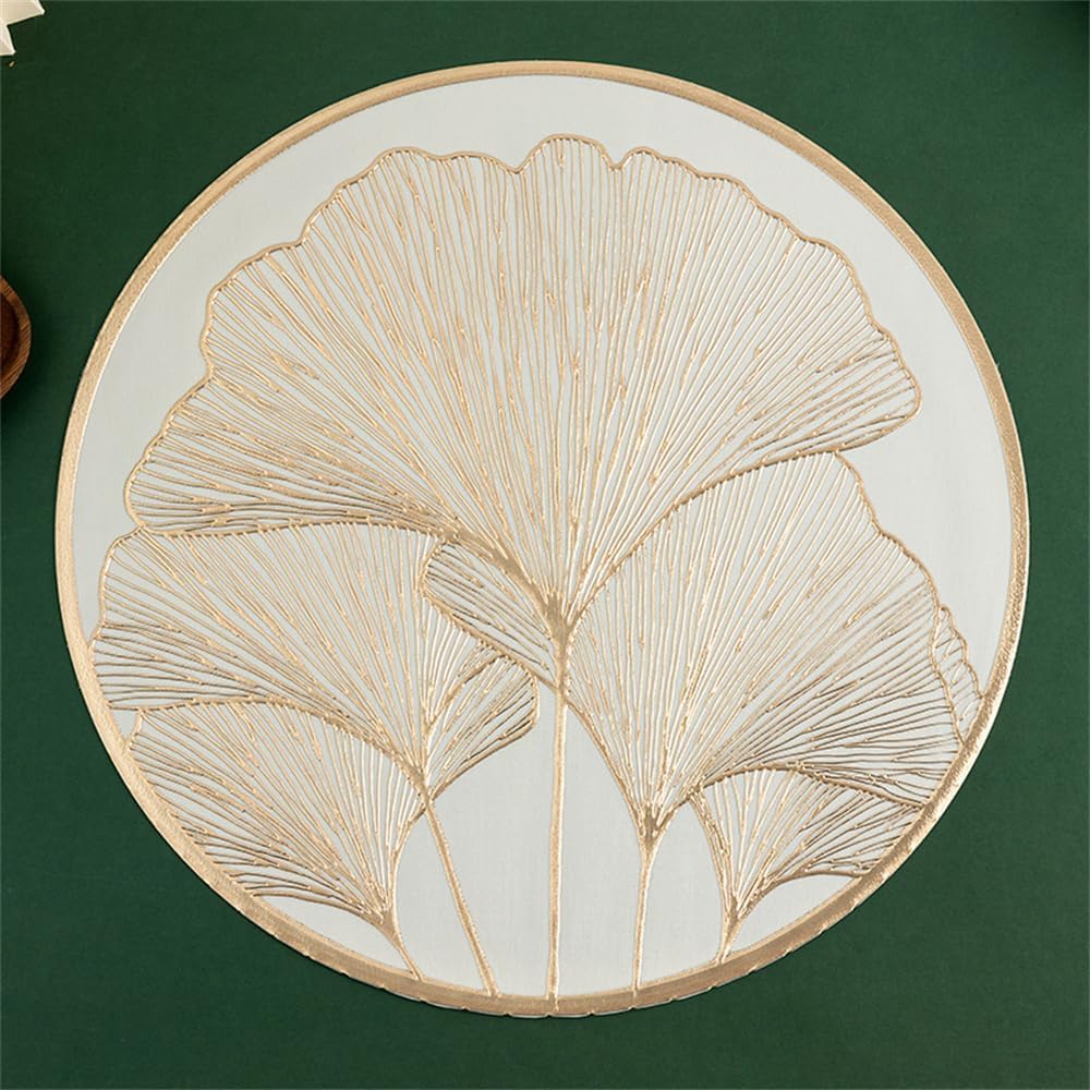 Leaf Pvc Waterproof Round Insulated Table Mat Set of 6