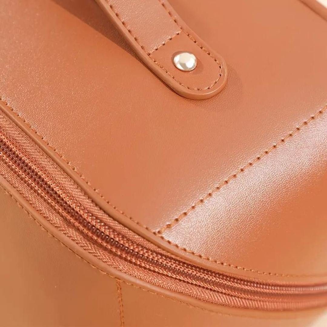 Leather Cosmetic Travel Bag with Large Capacity