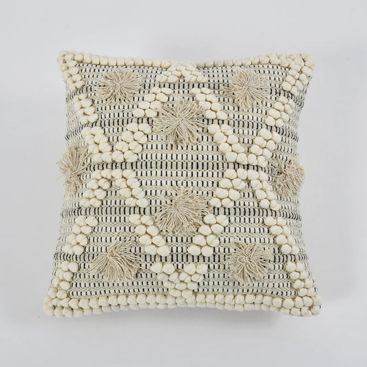 Hand Crafted PitLoom Cushion Cover | 16 inch x 16 inch | Pack of 2 Cream