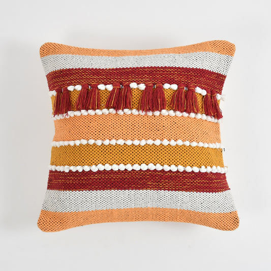 Multicolour Hand Crafted PitLoom Cushion Cover | 16 inch x 16 inch | Pack of 2 Yellow