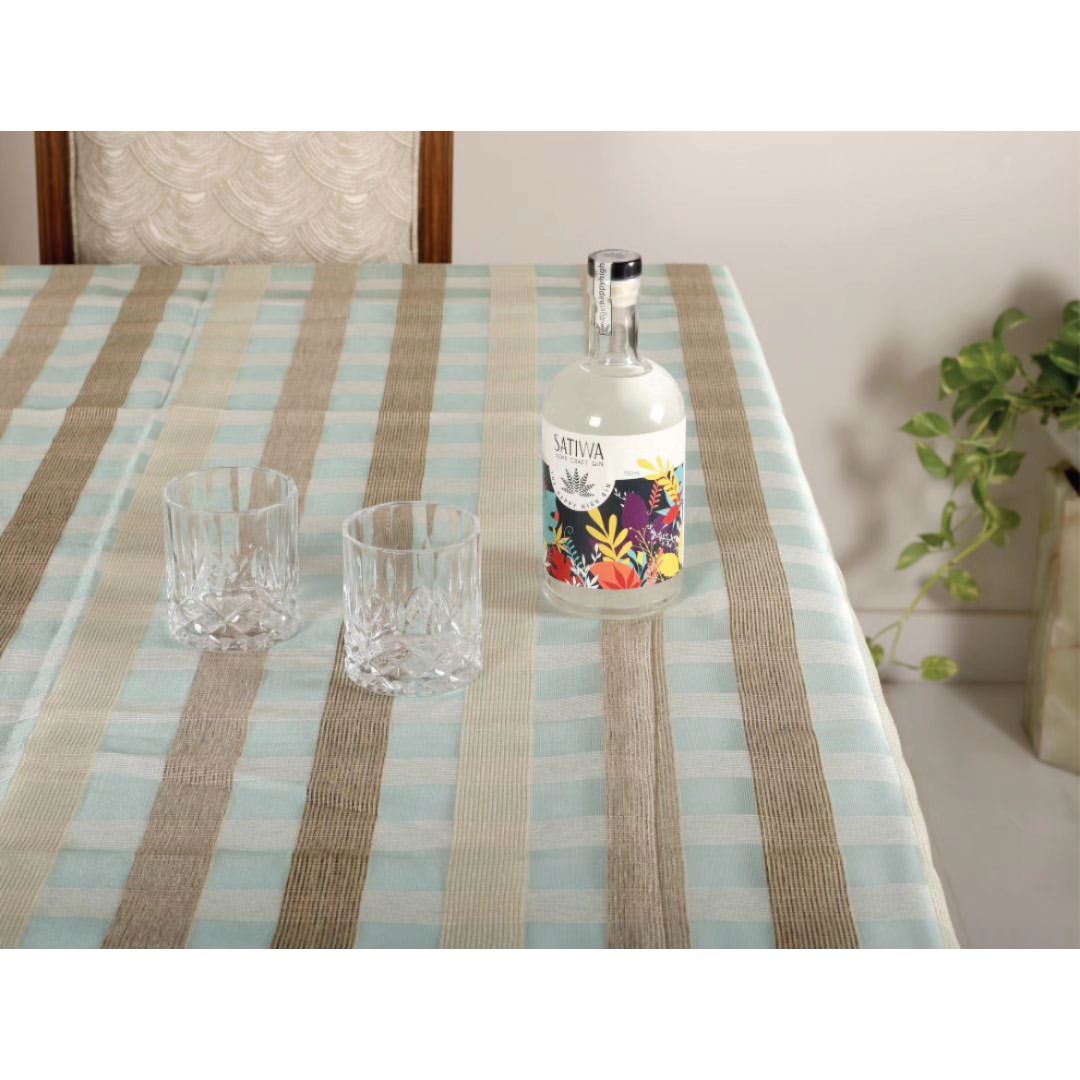Queen Check Tissue And jute Dining Table Covers 6 seater & 8 seater