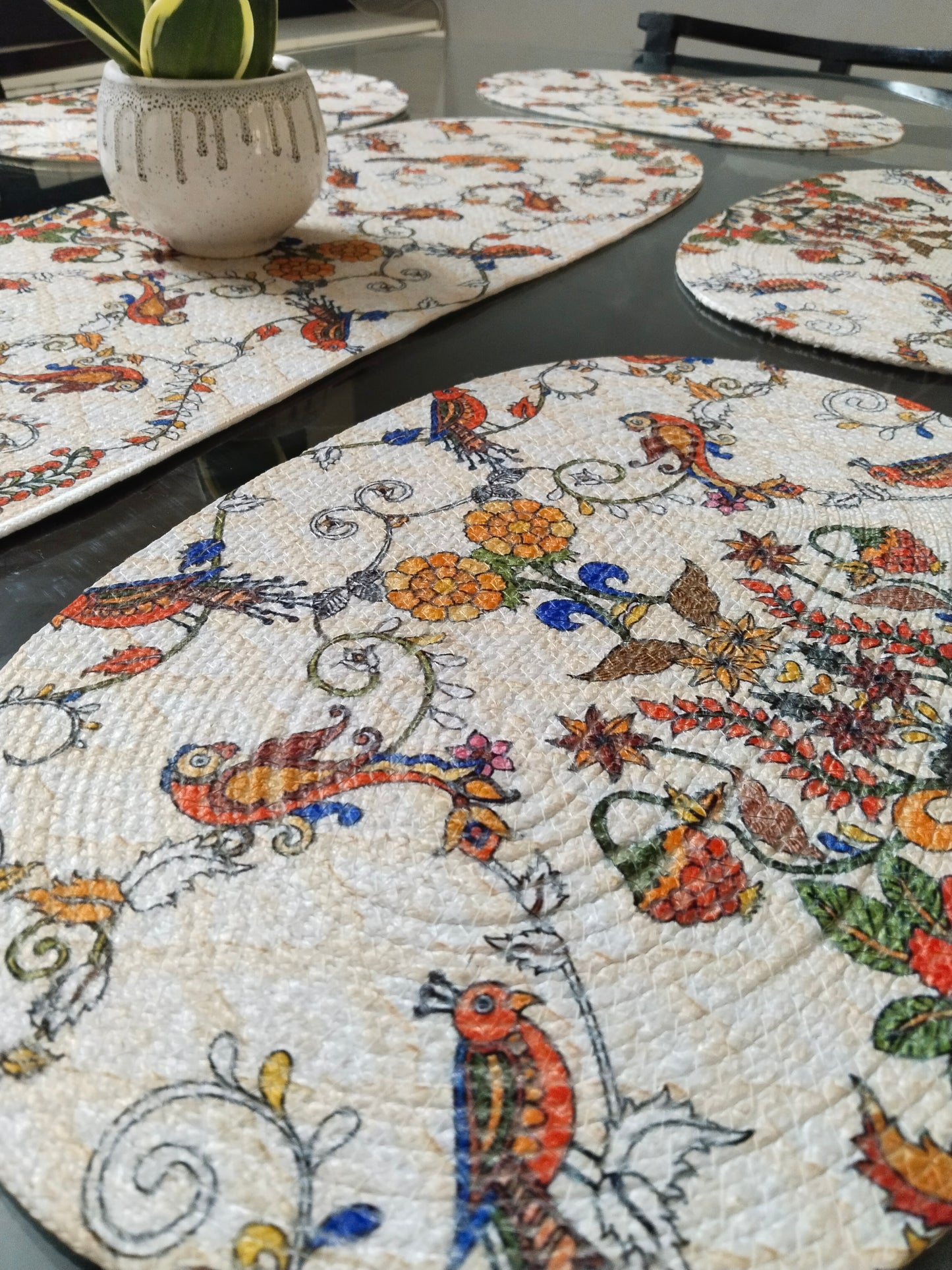 Multicolor Printed Braided Mats And Runner Combo