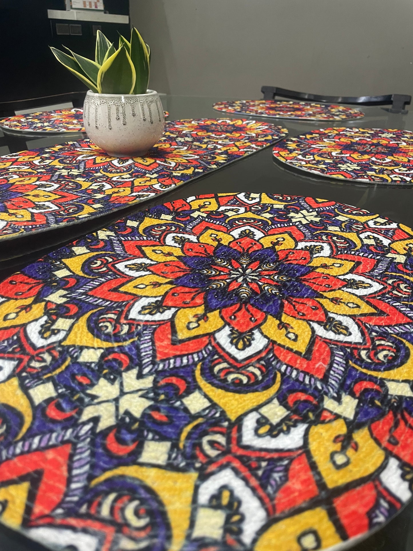 Multicolor Printed Braided Mats And Runner Combo
