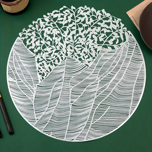 New Design Round Laser Cut Metallic Look Dining Mat Set of 6