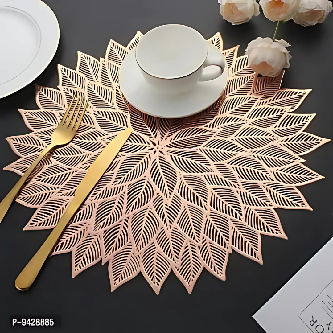 "Elegant Plastic table mats with intricate patterns, adding a touch of sophistication and protection to your dining table."