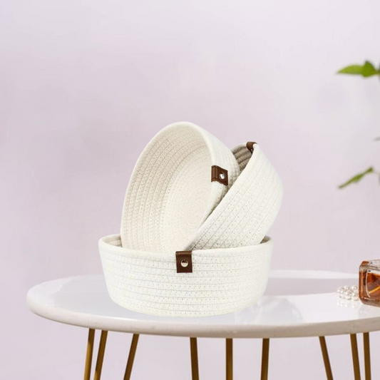 Modern cotton rope basket ideal for toys, laundry, or home organization.