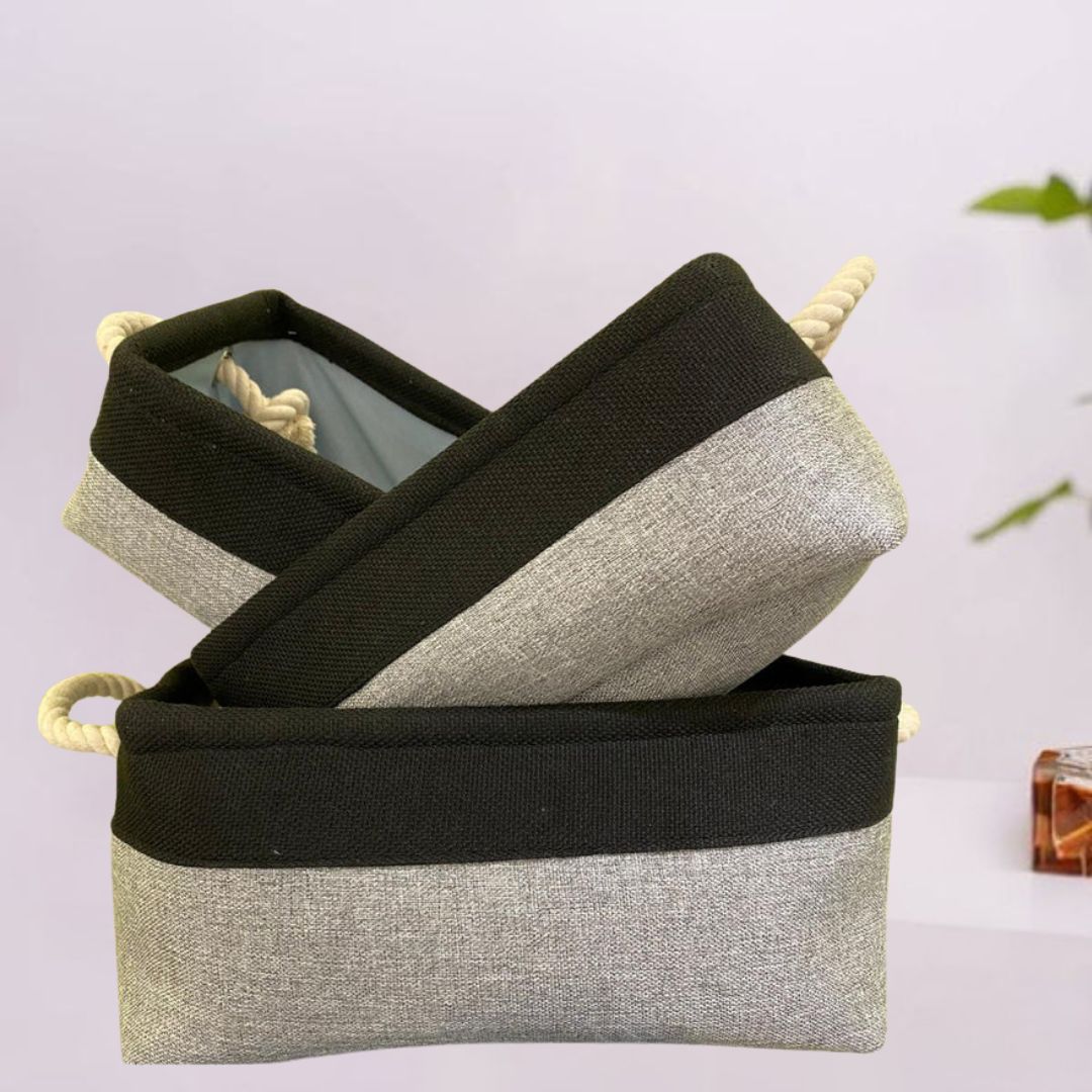 Handcrafted rectangular basket with open weave and sturdy top grip.