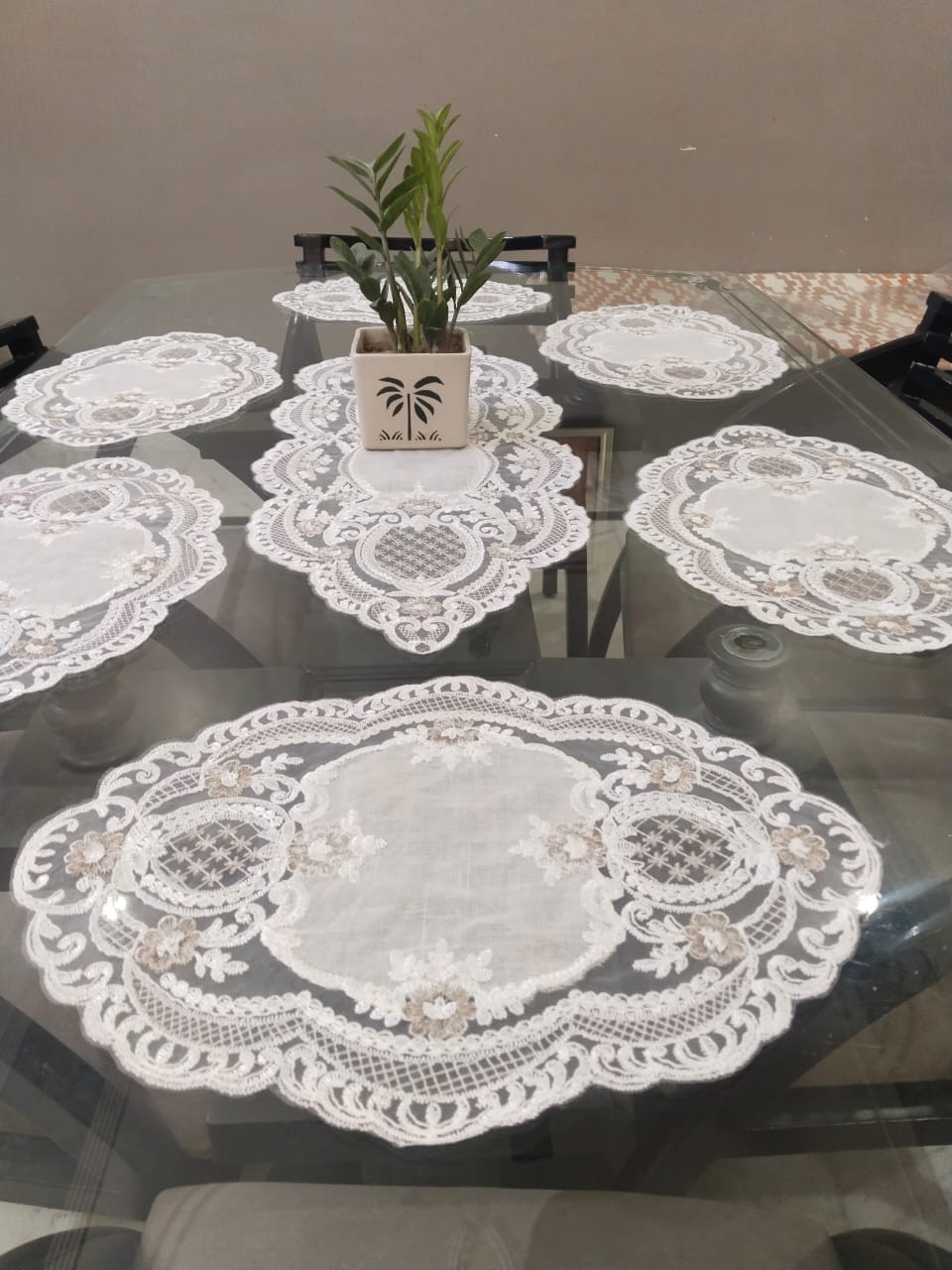 Tissue Embroidered Table Mats And Runner Combo