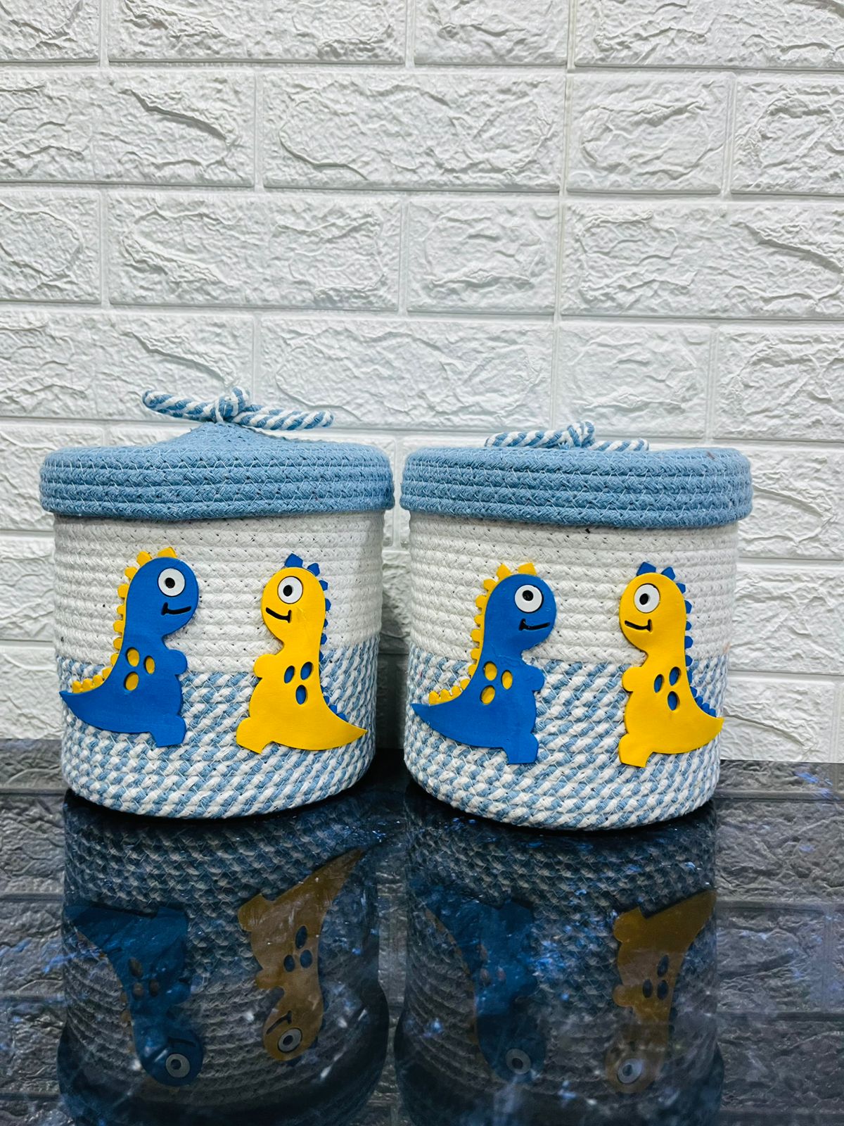 Yellow And Blue Dinosaur Baskets