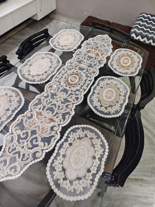 Embroidered Tissue Table Mats & Runner (Combo)