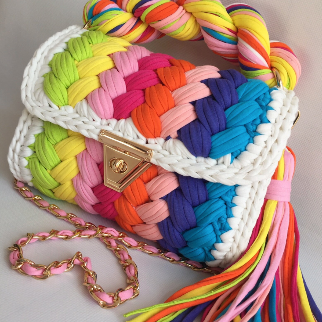 white-multicolor-Crochet-Handmade-Ladies-Bag