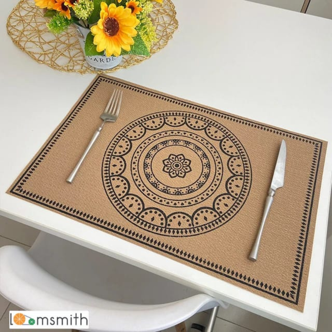 Jute Imitation Printed Table mat set of 6