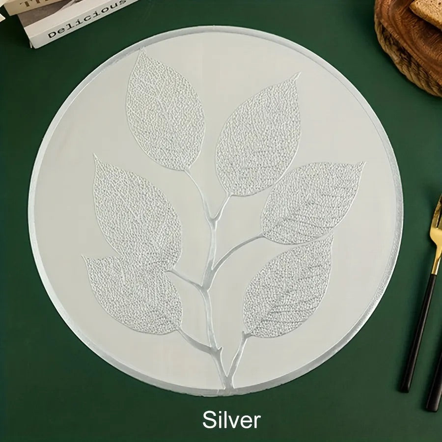 Leaf Pvc Waterproof Round Insulated Table Mat Set of 6