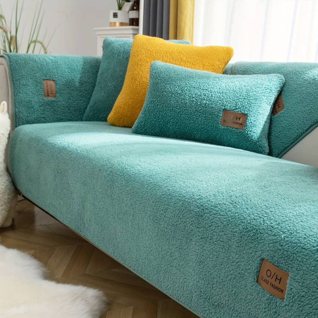 Modern Solid Color Lamb Wool Sofa Towel Thicken Plush Soft And Smooth Sofa Covers For Living Room Anti-slip Couch Cover