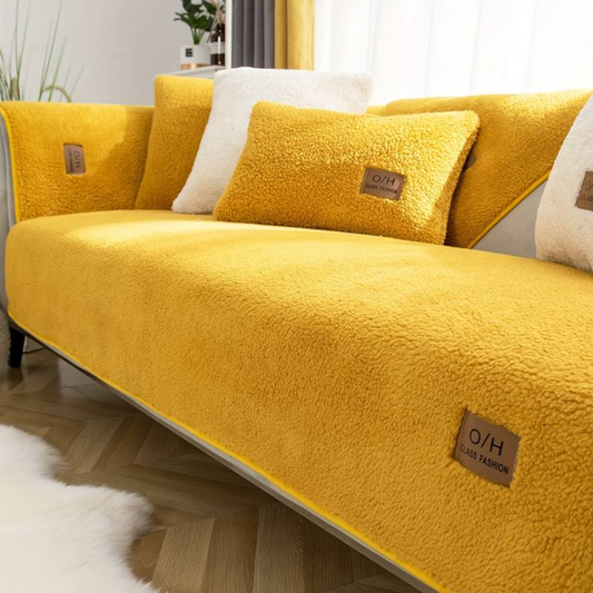 Modern Solid Color Lamb Wool Sofa Towel Thicken Plush Soft And Smooth Sofa Covers For Living Room Anti-slip Couch Cover