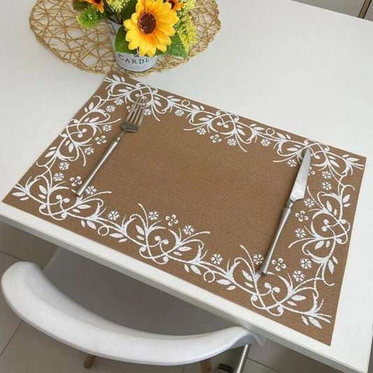Jute Imitation Printed Table mat set of 6