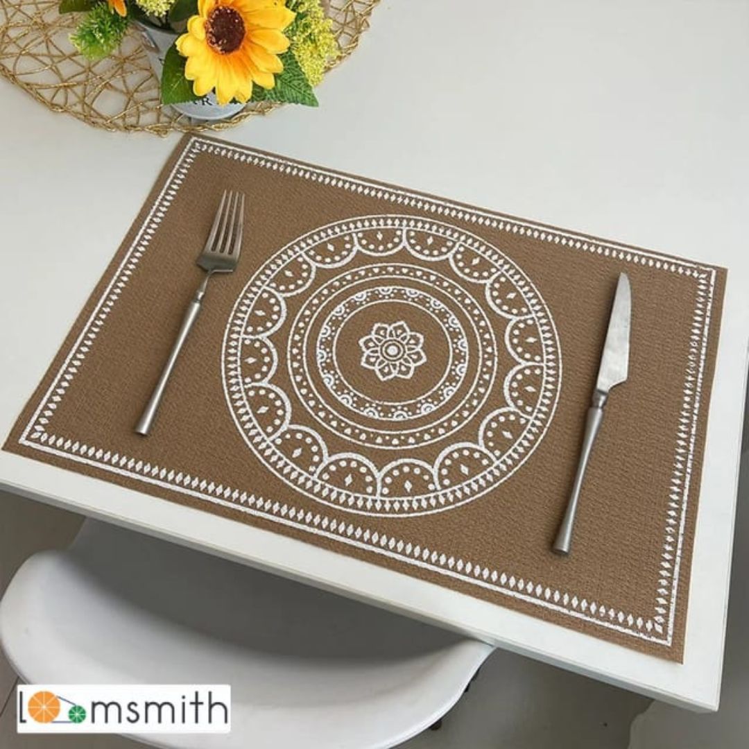 Jute Imitation Printed Table mat set of 6
