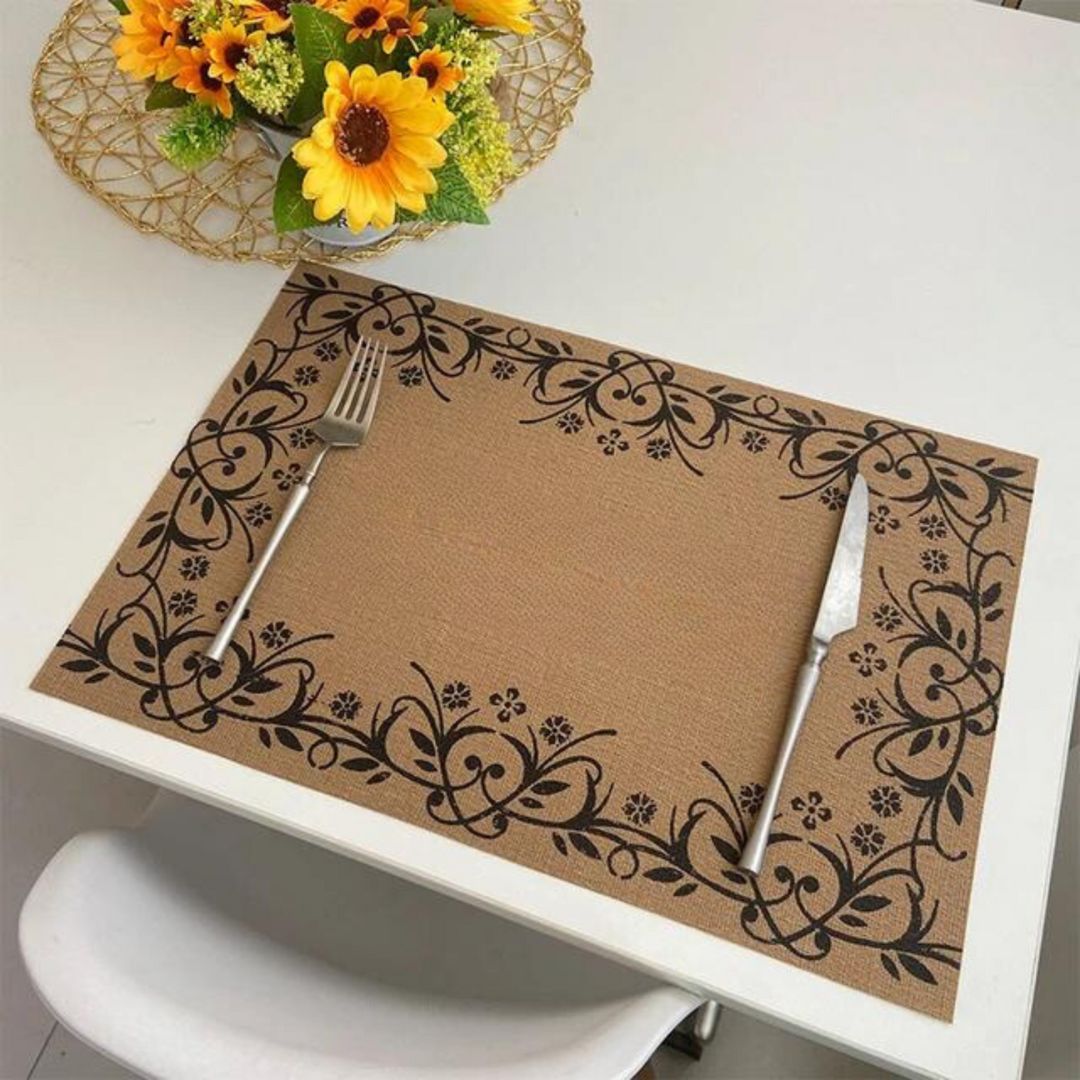 Jute Imitation Printed Table mat set of 6