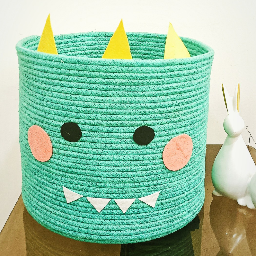 green-colour-Kids-cotton-rope-laundry-basket