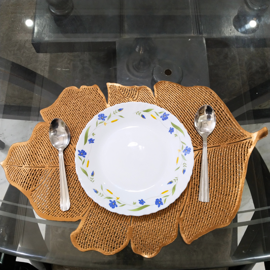 Leafy Laser Cut Metallic Look Dining Mats Set of 6