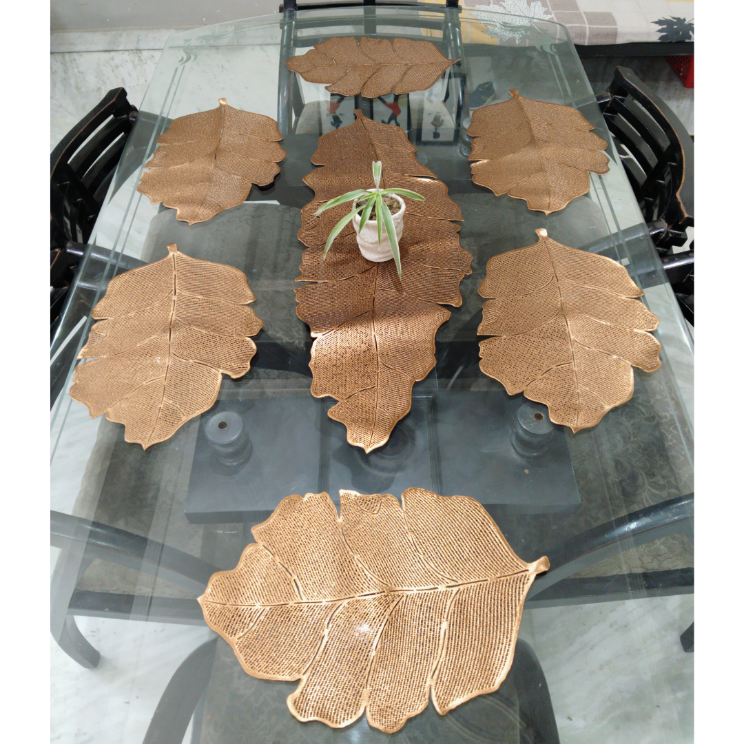 Leafy Dining Mat Set of 6 and Runner Combo
