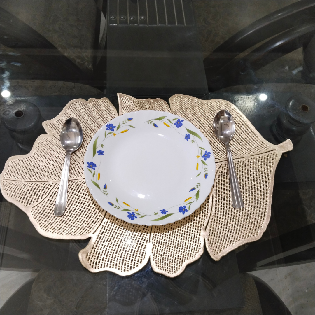 Leafy Laser Cut Metallic Look Dining Mats Set of 6