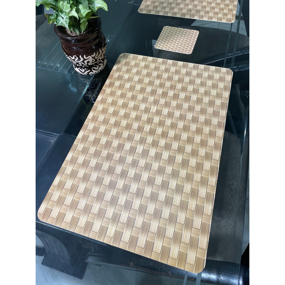Printed Dining Mats Set of 6 with Tea Coasters
