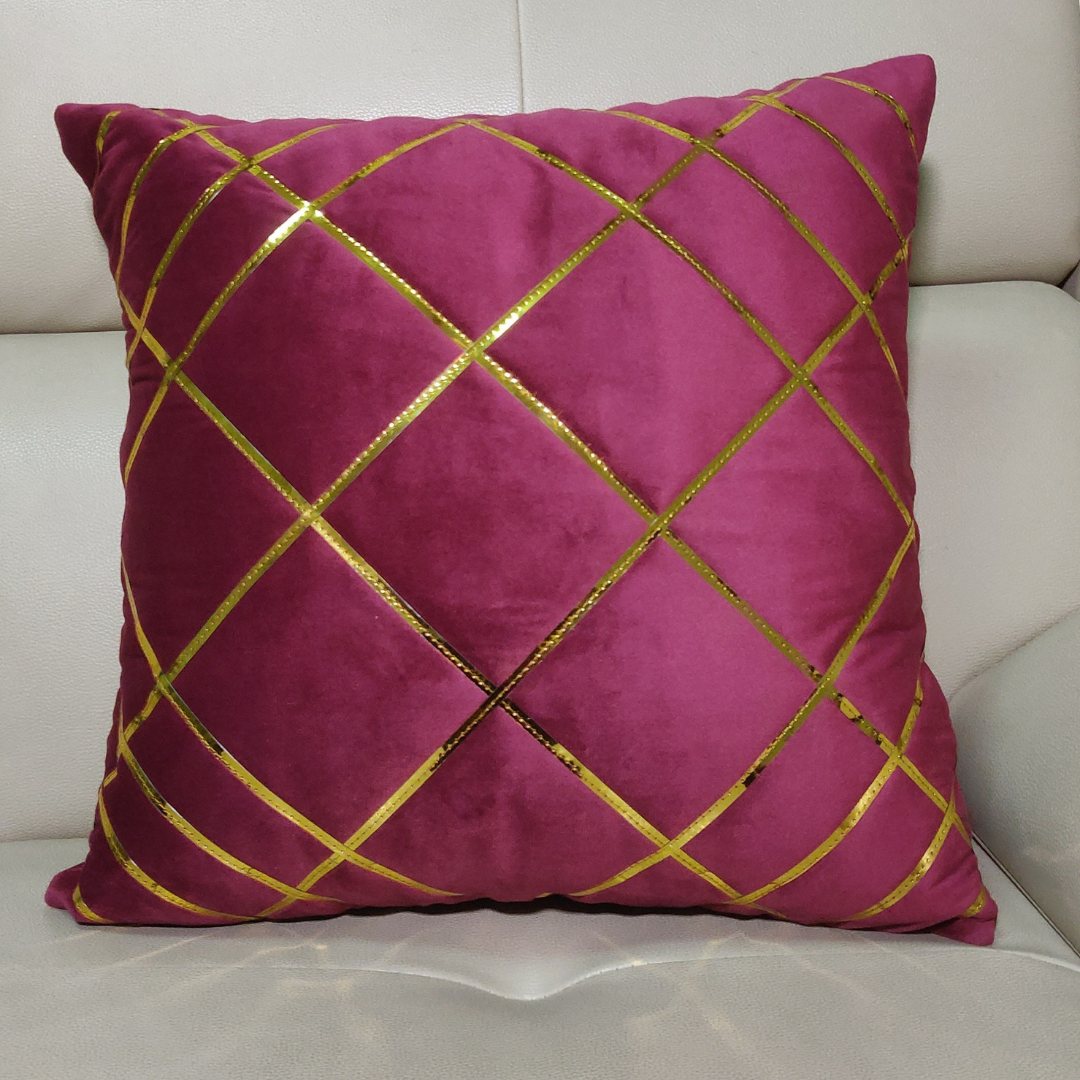 loomsmith-golden-striped-cushion-cover-set-of-five-wine-color-cushion-lying-on-sofa