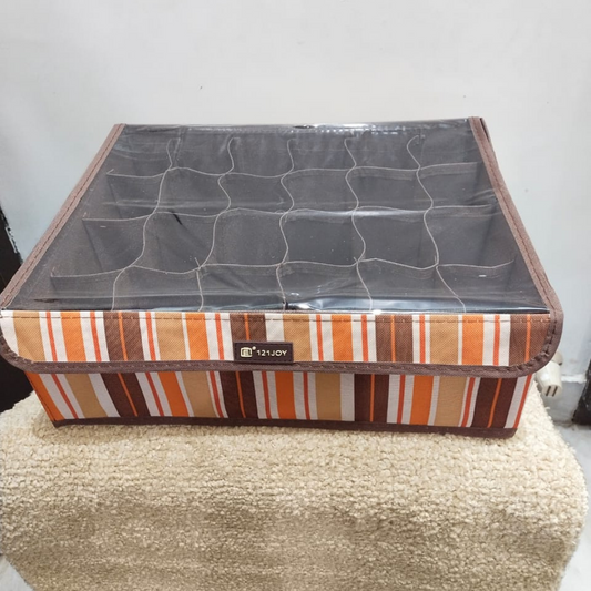 foldable-undergarments-organizer-with-transparent-lid-24-grids-for-drawer-use-prevents-unwanted-smell-in-wardrobe-brown-color