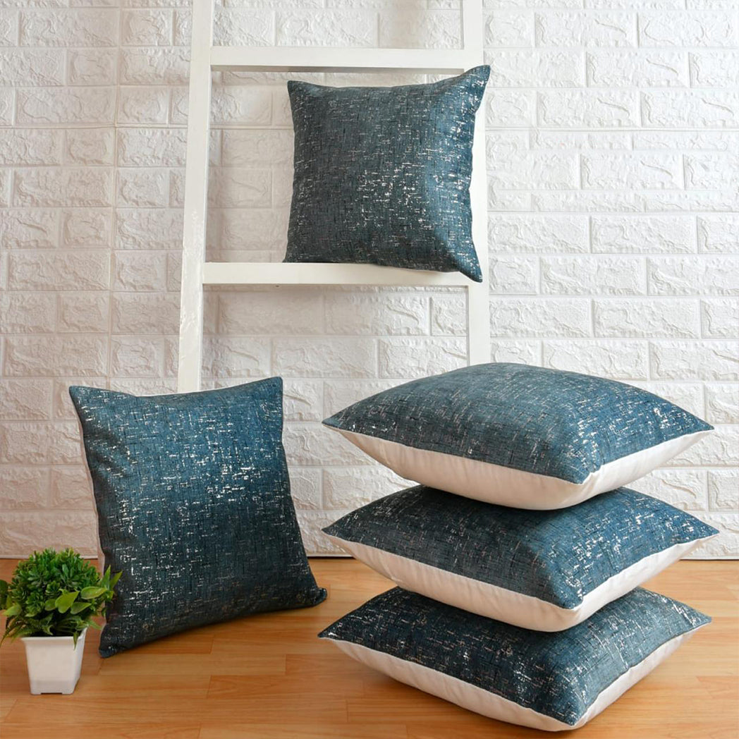 loomsmith-velvet-cushion-cover-set-of-five-in-blue-color-easy-to-wash-plain-from-back-with-zipper-for-living-area-decor
