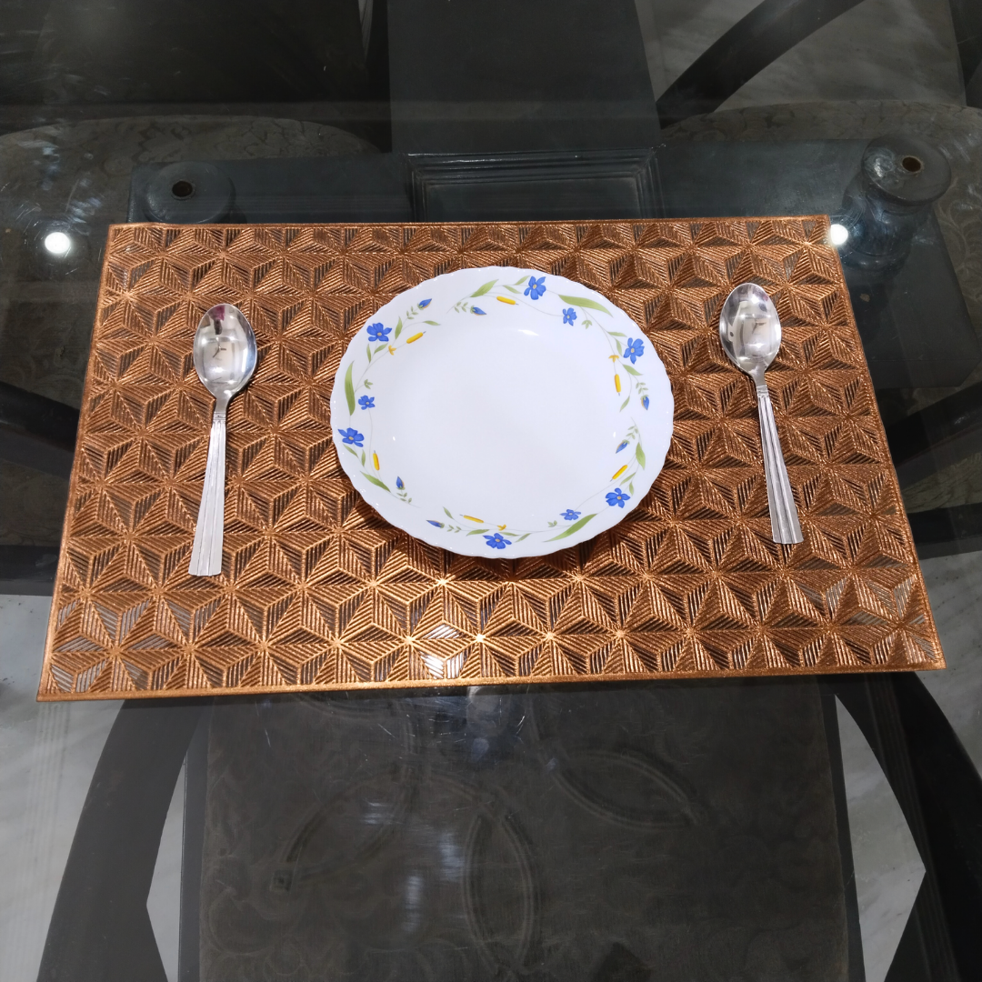 Rectangular Laser Cut Metallic Look Dining Mat Set of 6