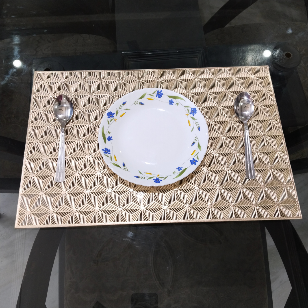 Rectangular Laser Cut Metallic Look Dining Mat Set of 6