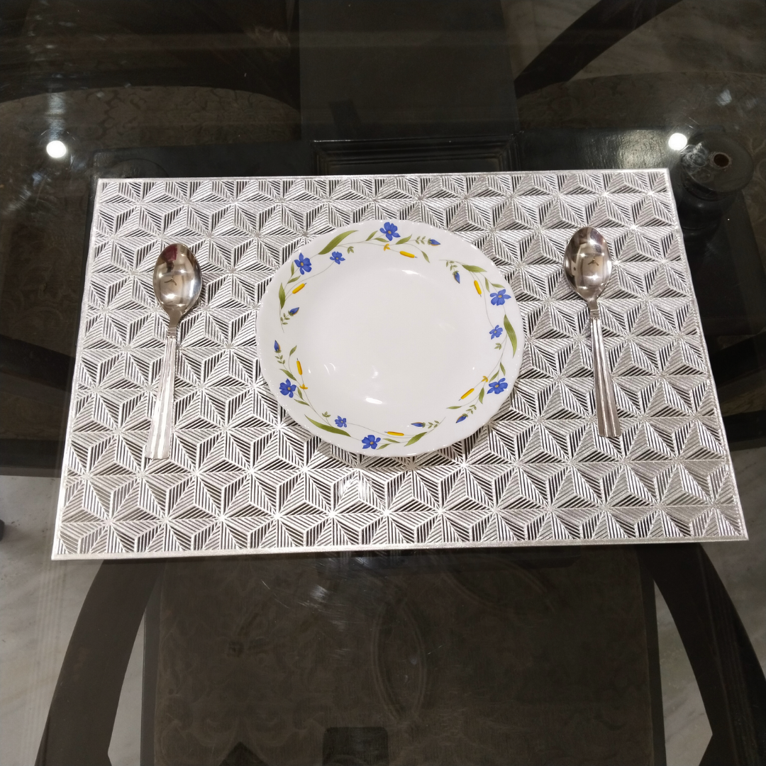 Rectangular Laser Cut Metallic Look Dining Mat Set of 6