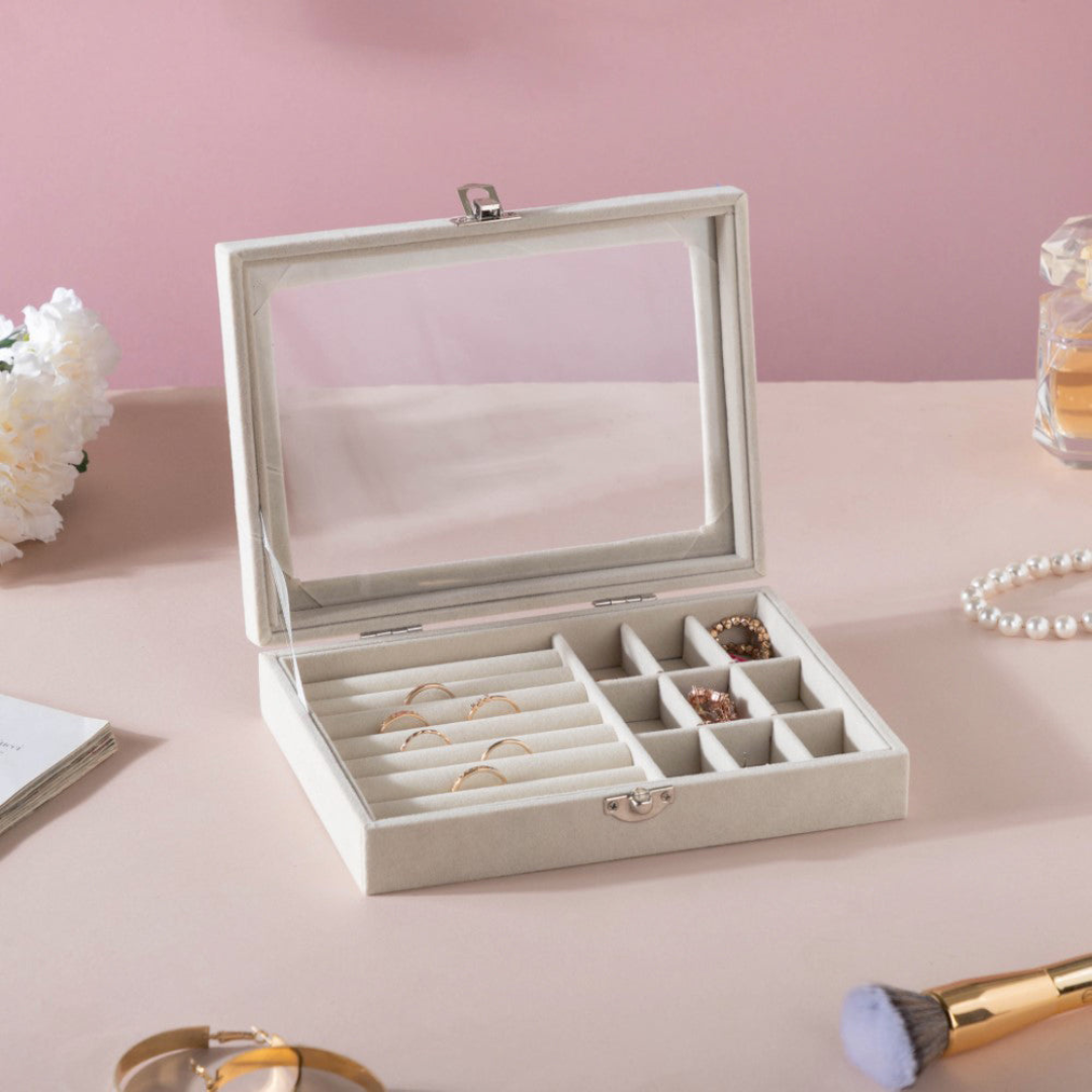 offwhite-color-Velvet-Jewelry-Organizer-Portable-box-fill-with-rings-and-earrings