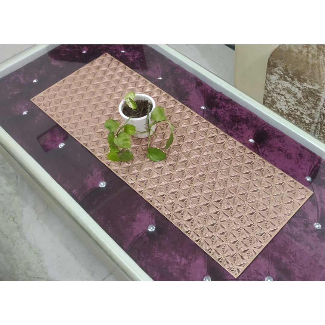 loomsmith-metallic-look-center-table-runner-abstract-triangle-design-print-copper-color-on-glass-table