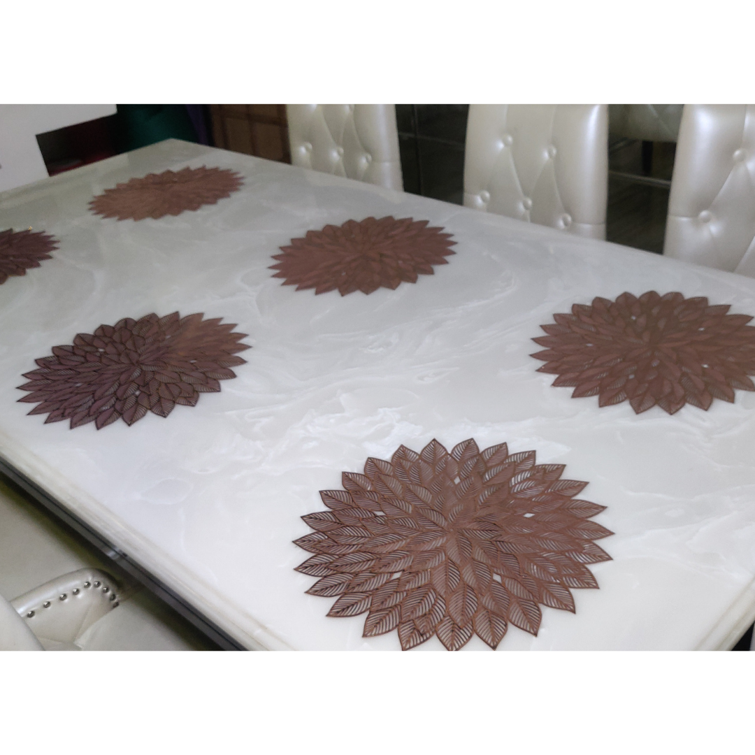 loomsmith-petal-laser-cut-metallic-dining-table-placemats-rust