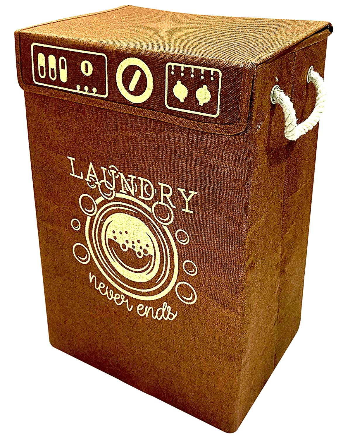 Rust-color-cloth-organizer-foldable-laundry-basket-with-lid-basket-bag-hard-cardboard-72-litres-capacity
