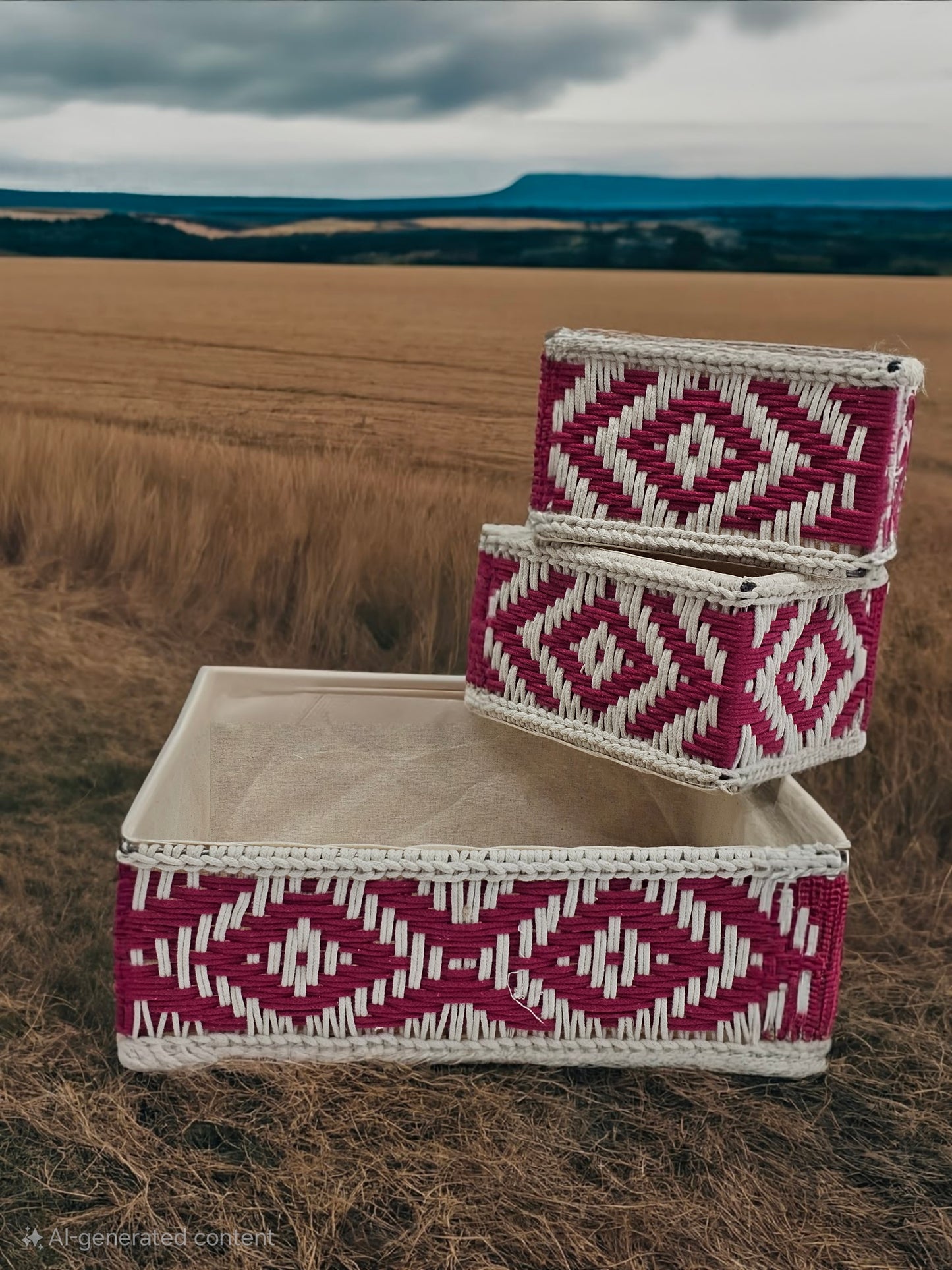 Colorful Macrame Baskets Set of 3 Pieces