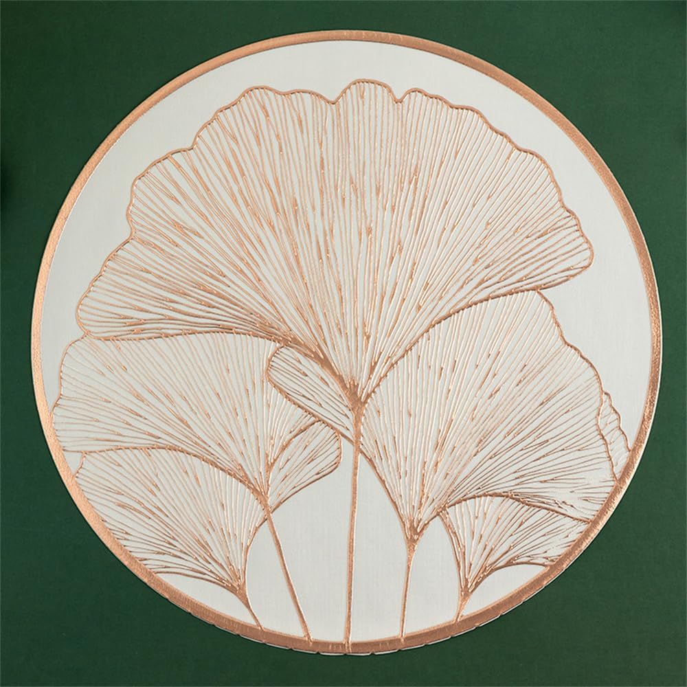 Leaf Pvc Waterproof Round Insulated Table Mat Set of 6