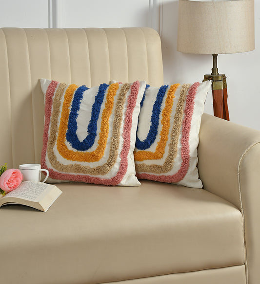 Rainbow Realm Tufted Cushion Cover Cotton & Tufted