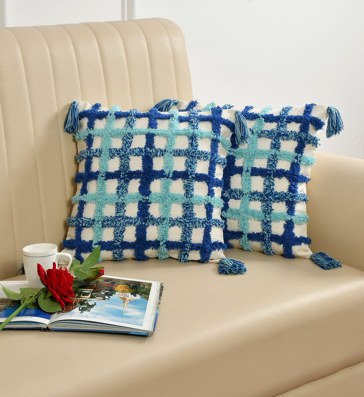 Grid Sea Tufted Cushion Cover - Set Of Two