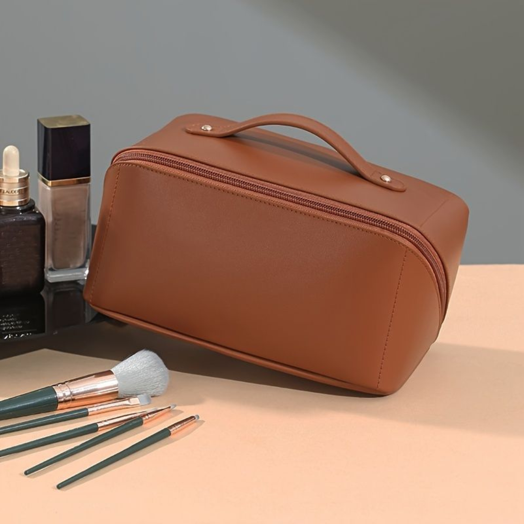 Leather Cosmetic Travel Bag with Large Capacity