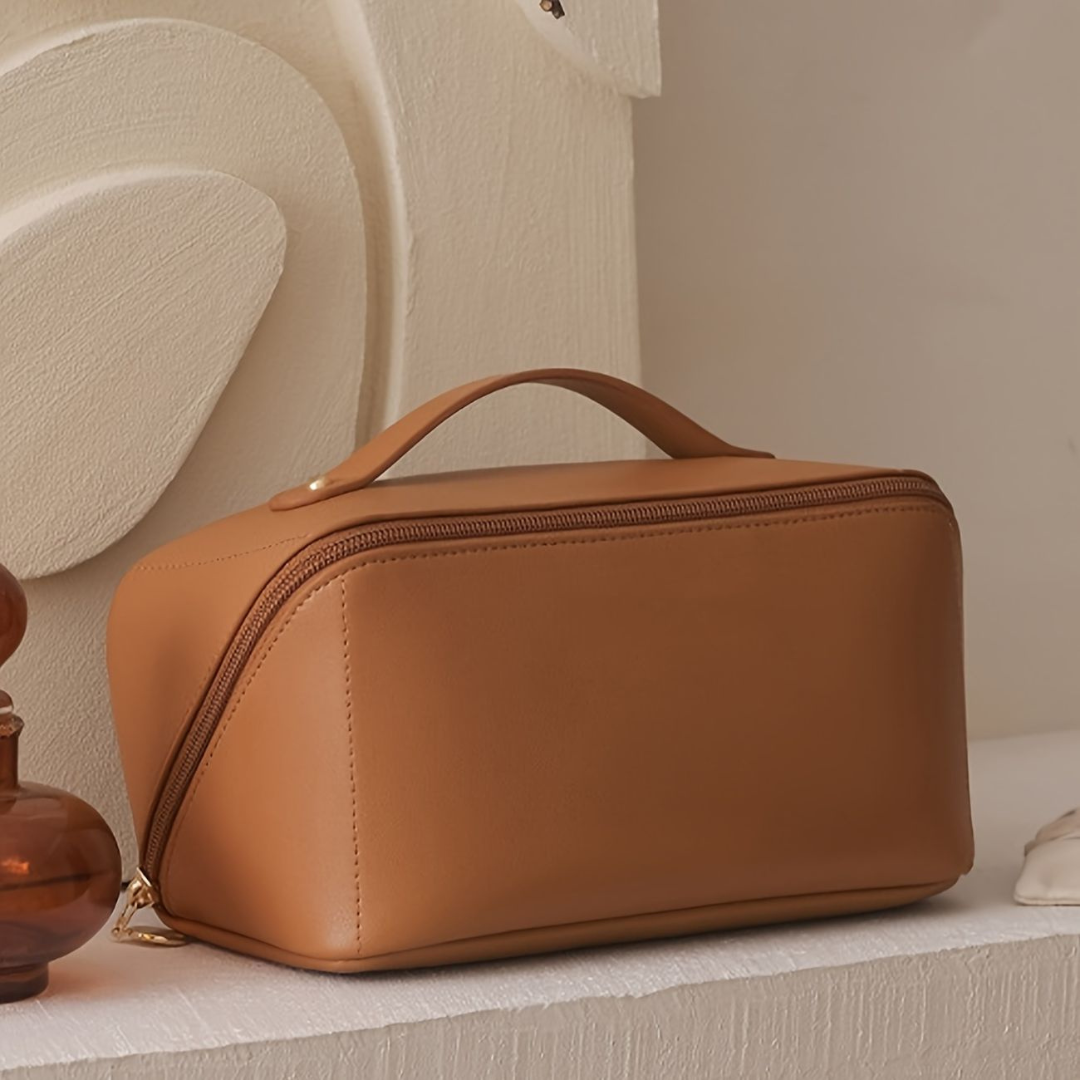 Leather Cosmetic Travel Bag with Large Capacity