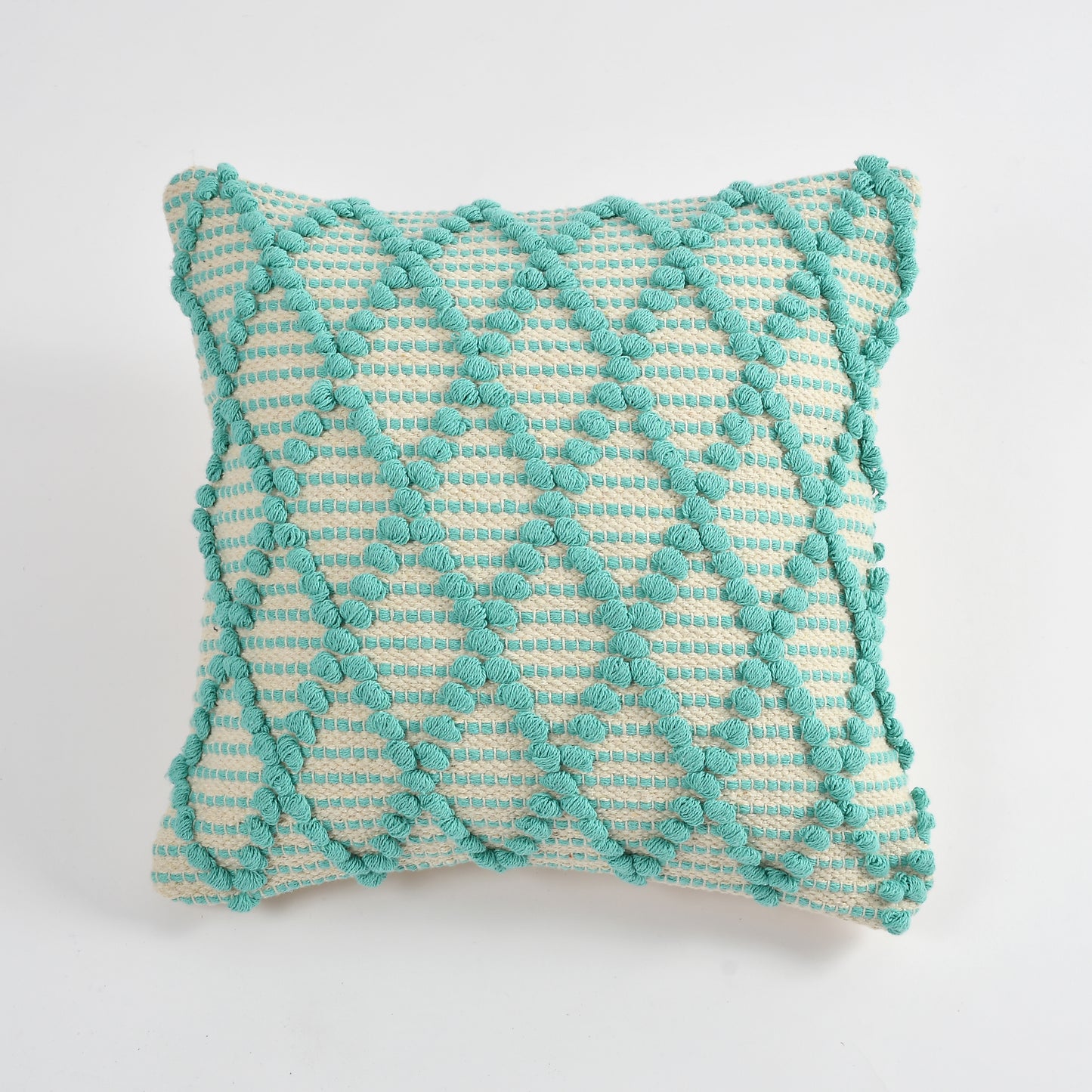 Hand Crafted PitLoom Cushion Cover | 16 inch x 16 inch | Pack of 2 Sea Green