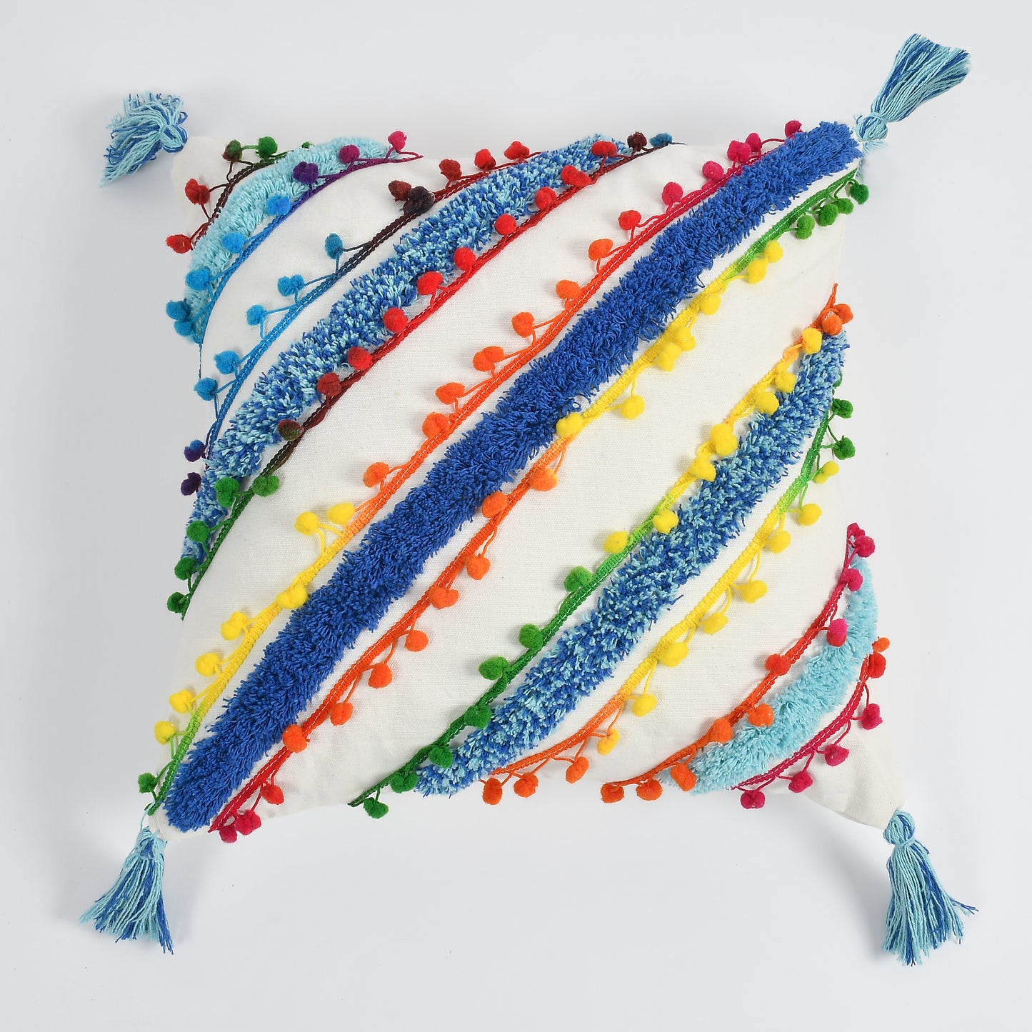 Multicolour Hand Crafted Pitloom Cushion Cover | 16 inch x 16 inch | Pack of 2