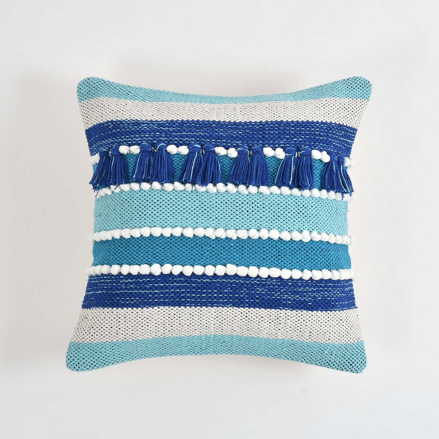 Hand Crafted PitLoom Cushion Cover | 16 inch x 16 inch | Pack of 2 Blue