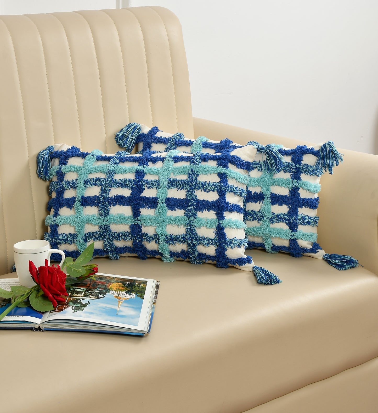 Grid Sea Tufted Cushion Cover - Set Of Two