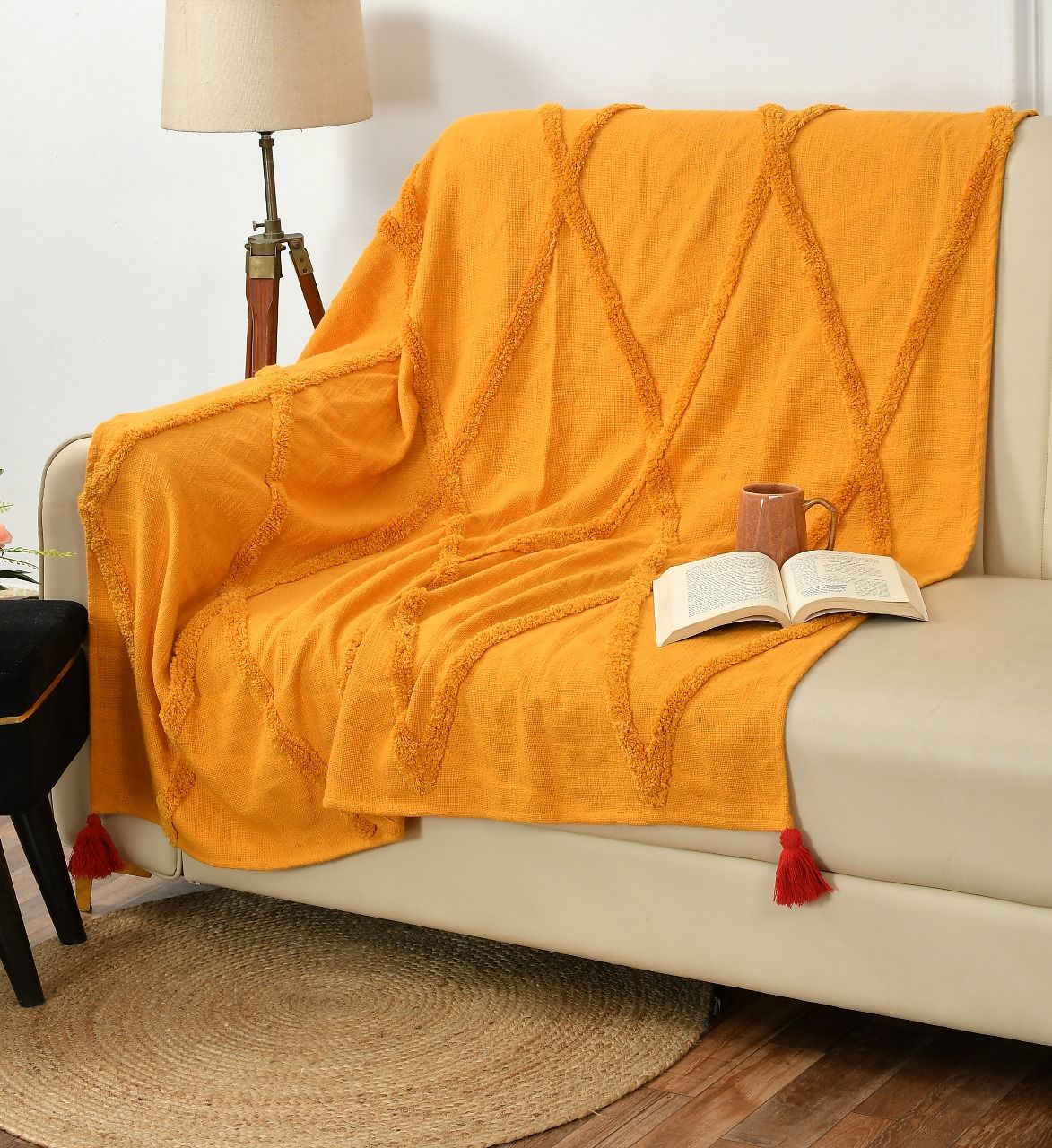 Cotton Tufted Throw For Sofa