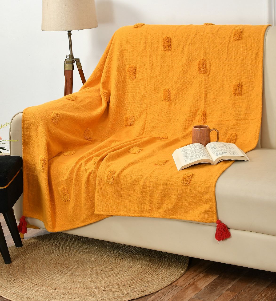 Cotton Tufted Throw For Sofa