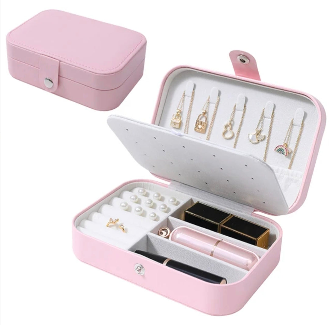 Pink-color-jewellery-box-filled-with-earrings-and-rings jewellery-box-design designer-jewellery-box